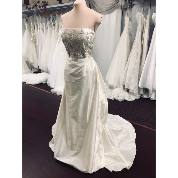 OFFERS ✅ Rare Runway Oscar De La Renta Bridal Sequin Wedding Dress - Picture 3 of 8